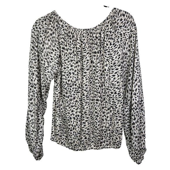 Anthropologie Cascais Off the Shoulder Top Leopard Print Neutral Long Sleeve S - Picture 7 of 13